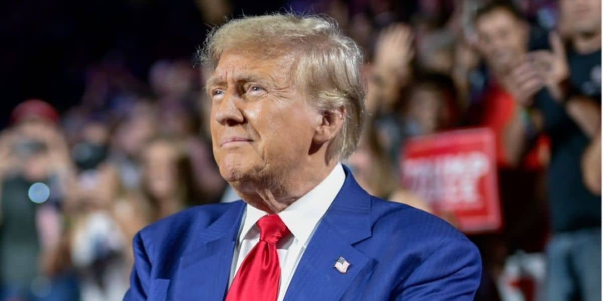 Former President Donald Trump looks out at the crowd during a recent rally.