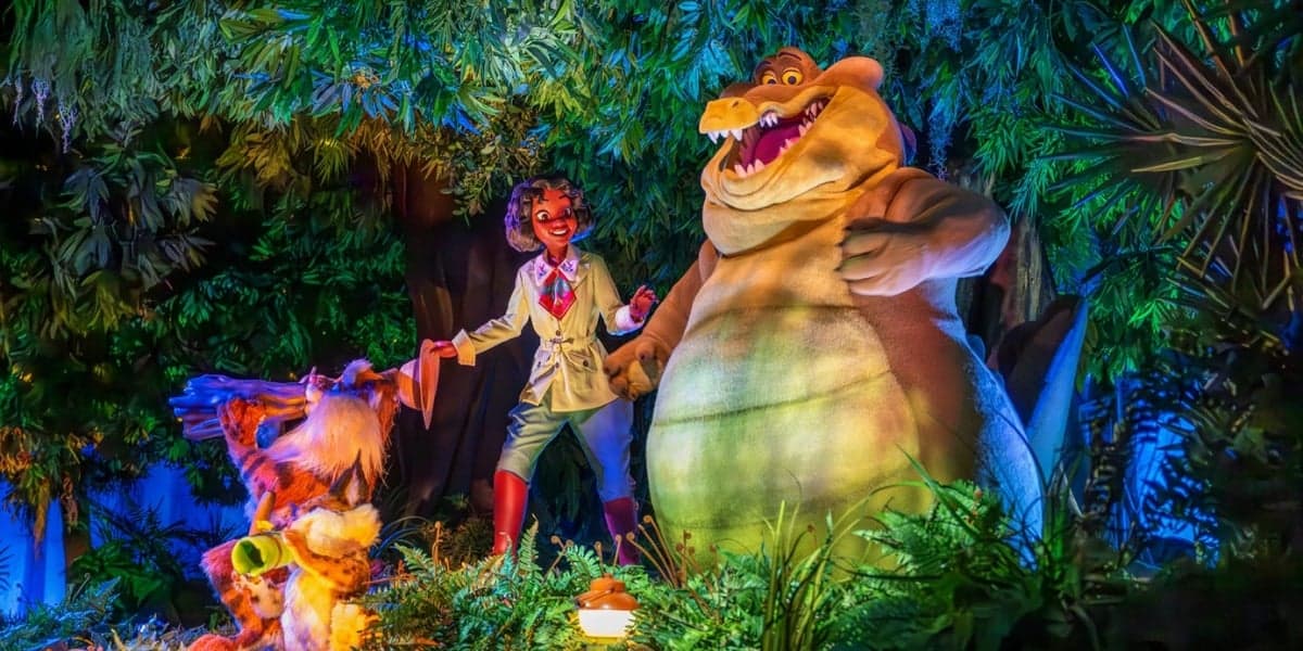 Princess Tiana and Louis animatronics on Tiana's Bayou Adventure.