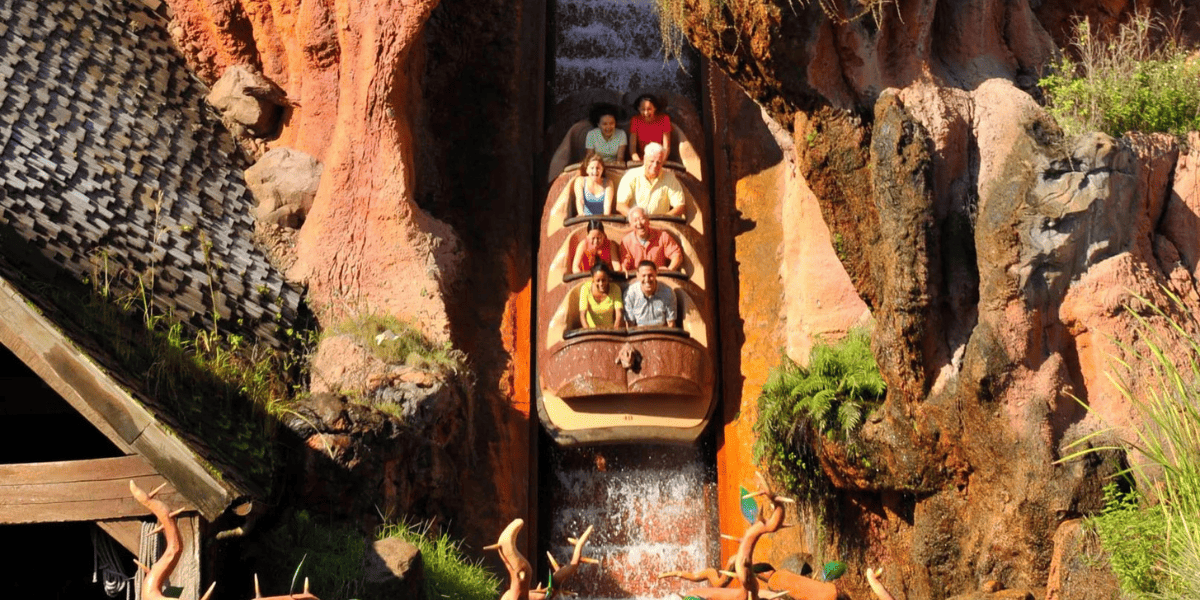 Folks enjoying the now-defunct Splash Mountain