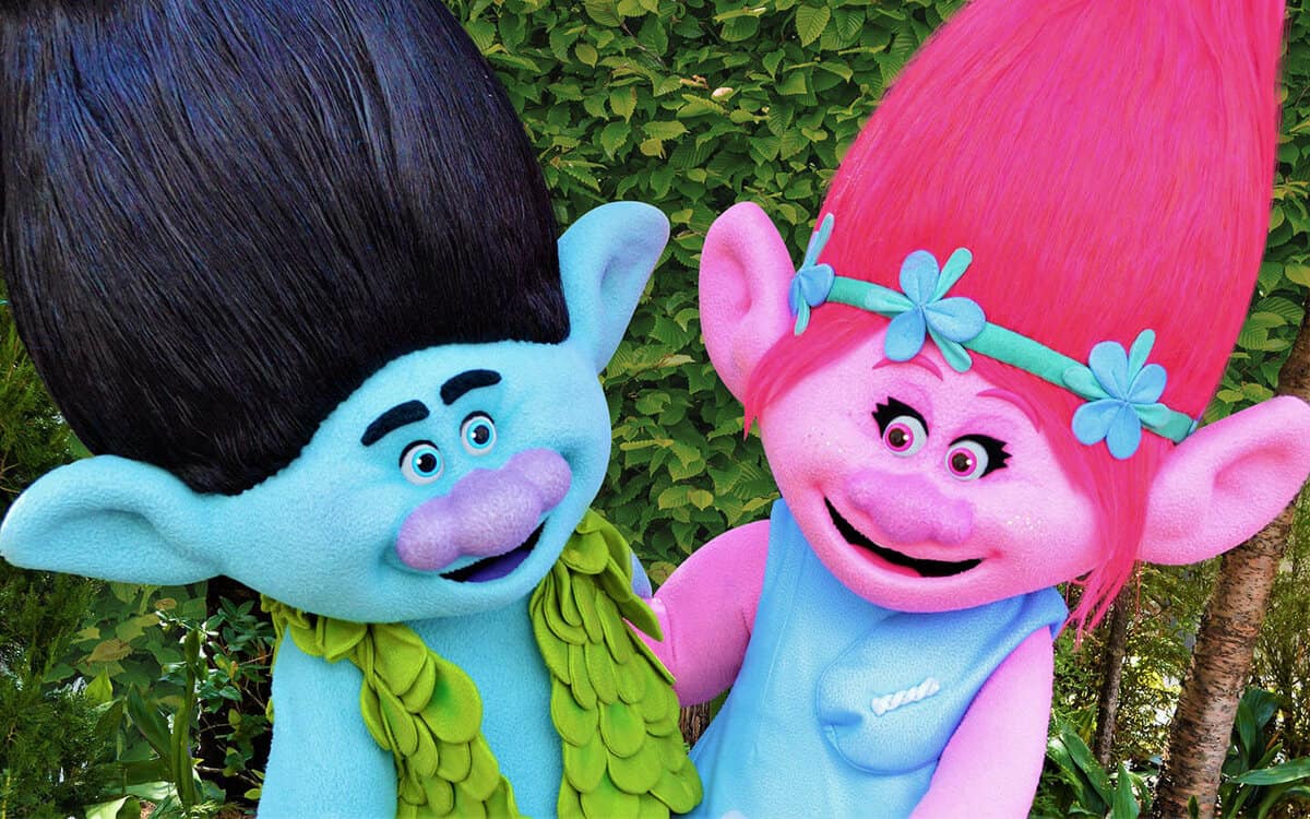 Troll characters in costumes at Universal Studios Florida.