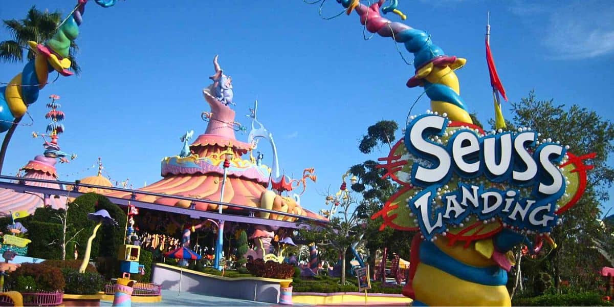 The Seuss Landing entrance inside of Islands of Adventure at Universal Orlando Resort.