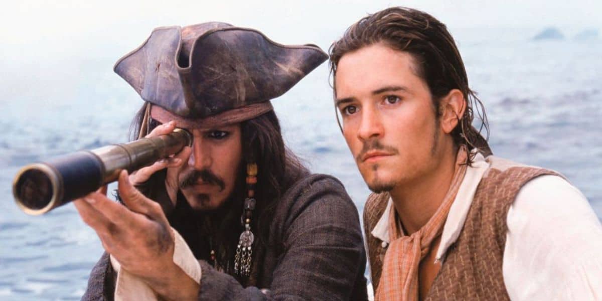 Orlando Bloom and Johnny Depp in Pirates of the Caribbean