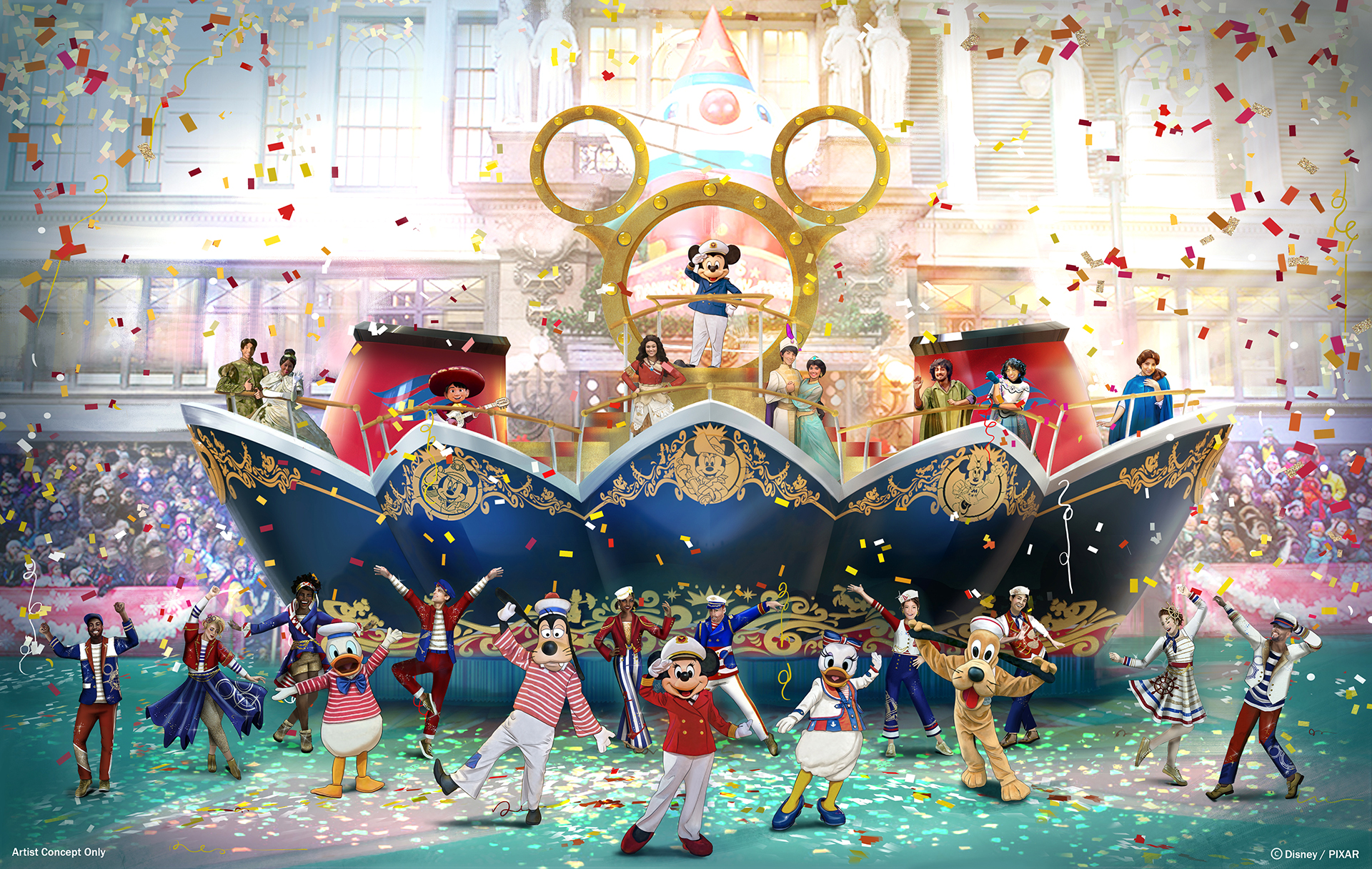 Concept art of the Disney Cruise Line float, “Magic Meets the Seas,” for Macy's Thanksgiving Day Parade