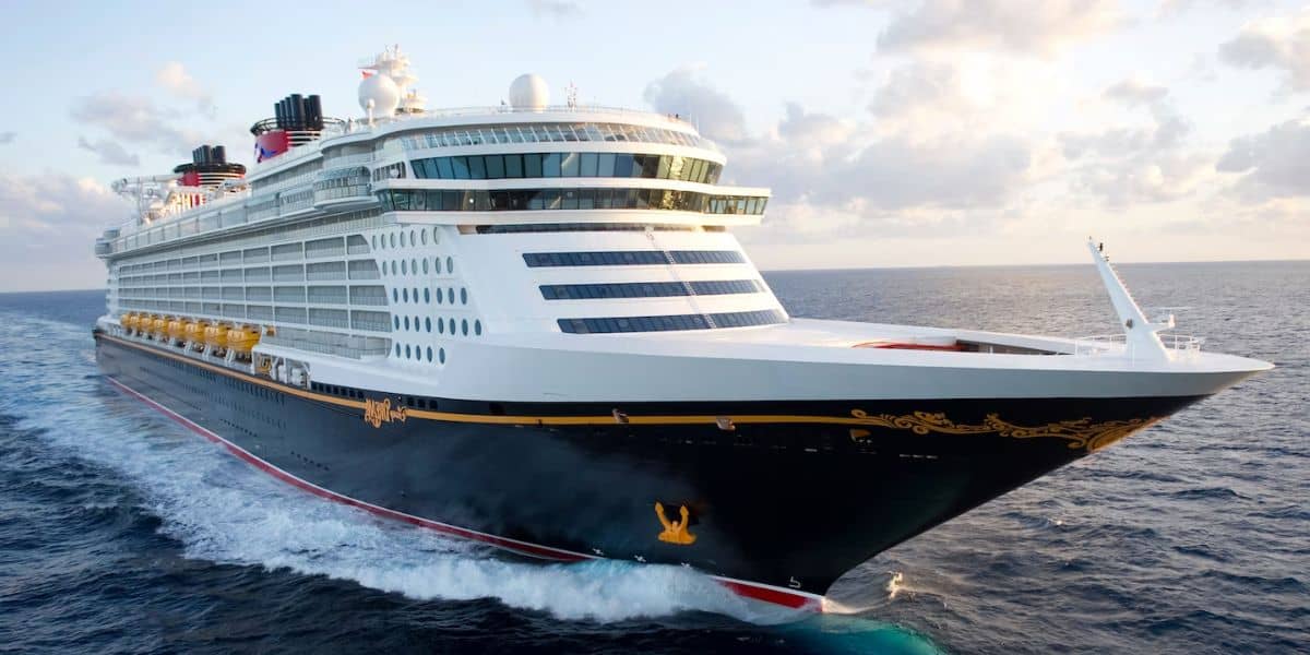 The Disney Dream sails in the ocean.