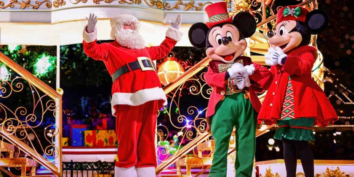 Disneyland Paris Christmas Mickey, Minnie, and Santa