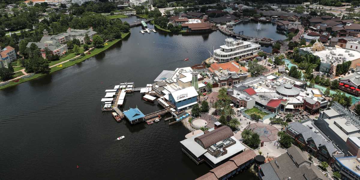 Aerial view of Disney Springs at Walt Disney World Resort