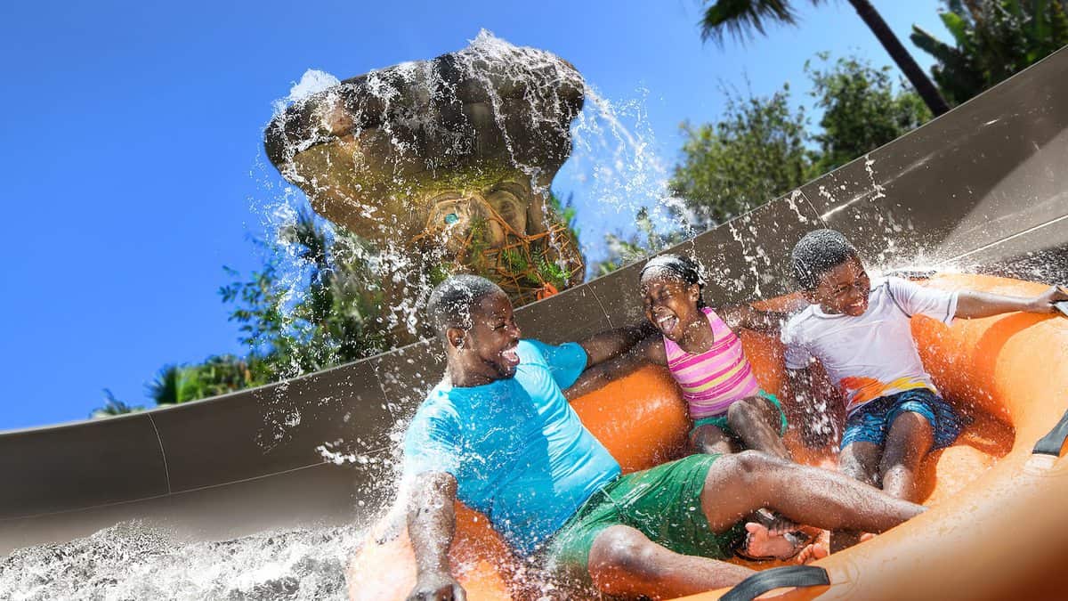 Guests on Miss Adventure Falls at Disney's Typhoon Lagoon Water Park