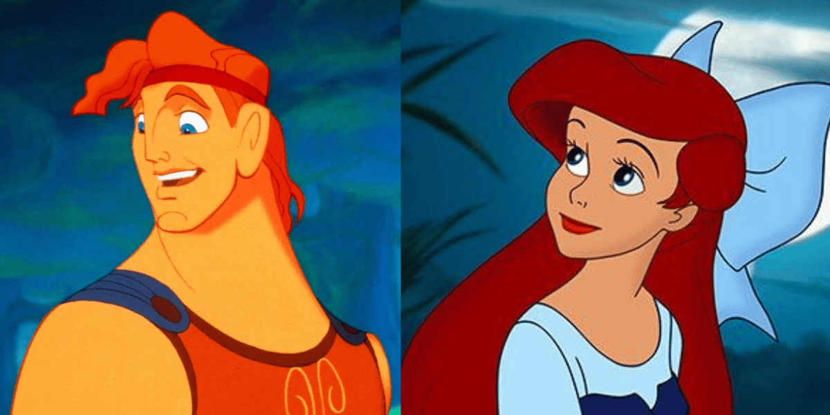 Side-by-side images of Hercules and Ariel