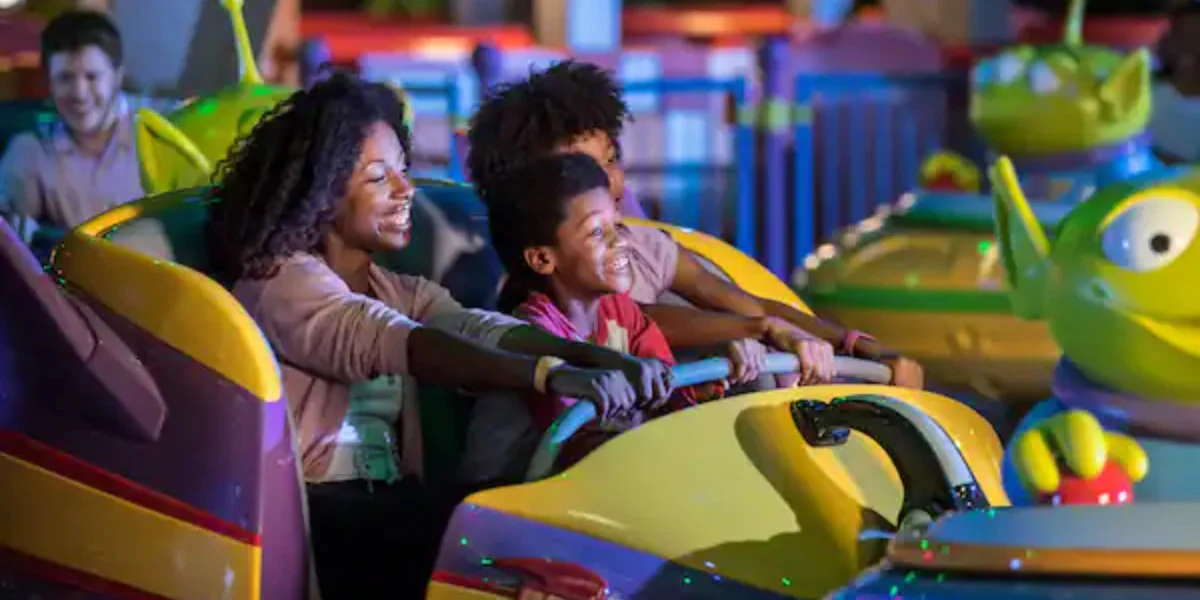 family on Alien Swirling Saucers