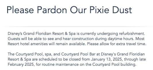 Courtyard Pool at Disney’s Grand Floridian Resort Closing this Month for Refurbishment 3