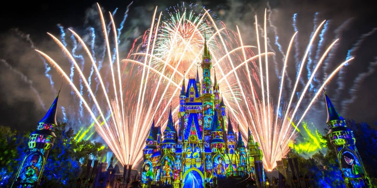 The Happily Ever After fireworks show at Magic Kingdom inside Disney World.