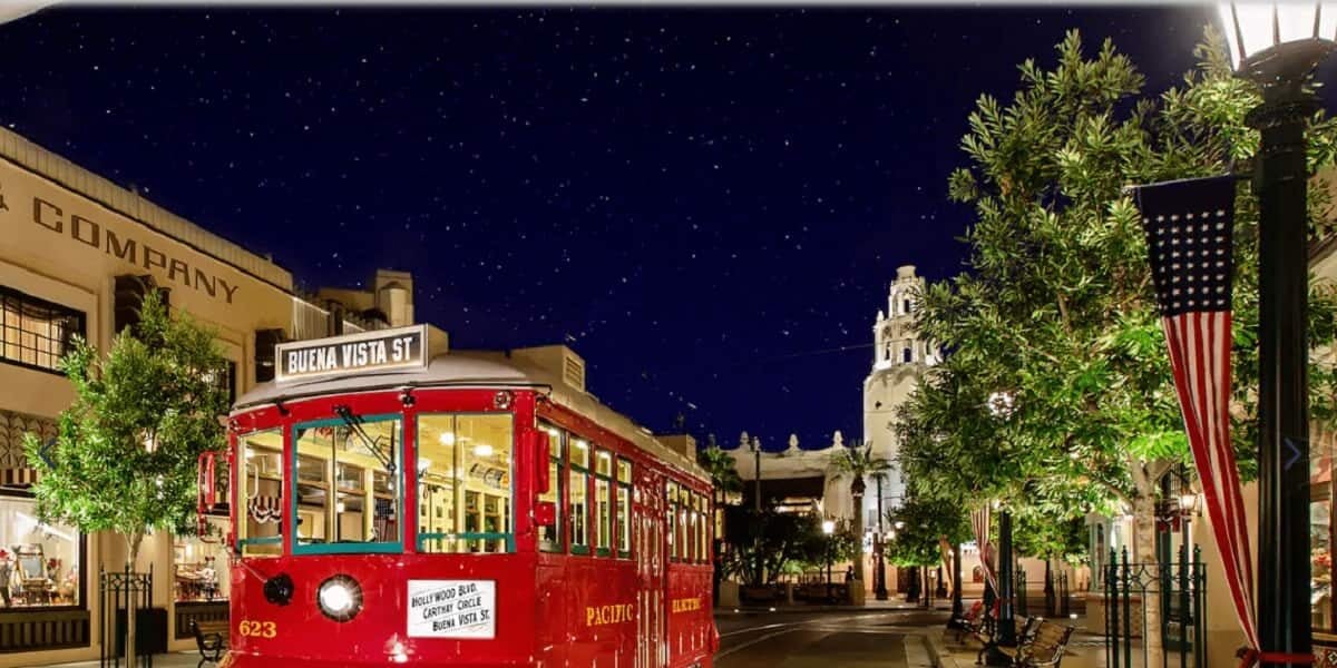 Red Car Trolley buena vista street at Disney California Adventure