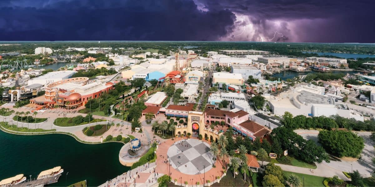 An aerial photo of Universal Studios Orlando Florida