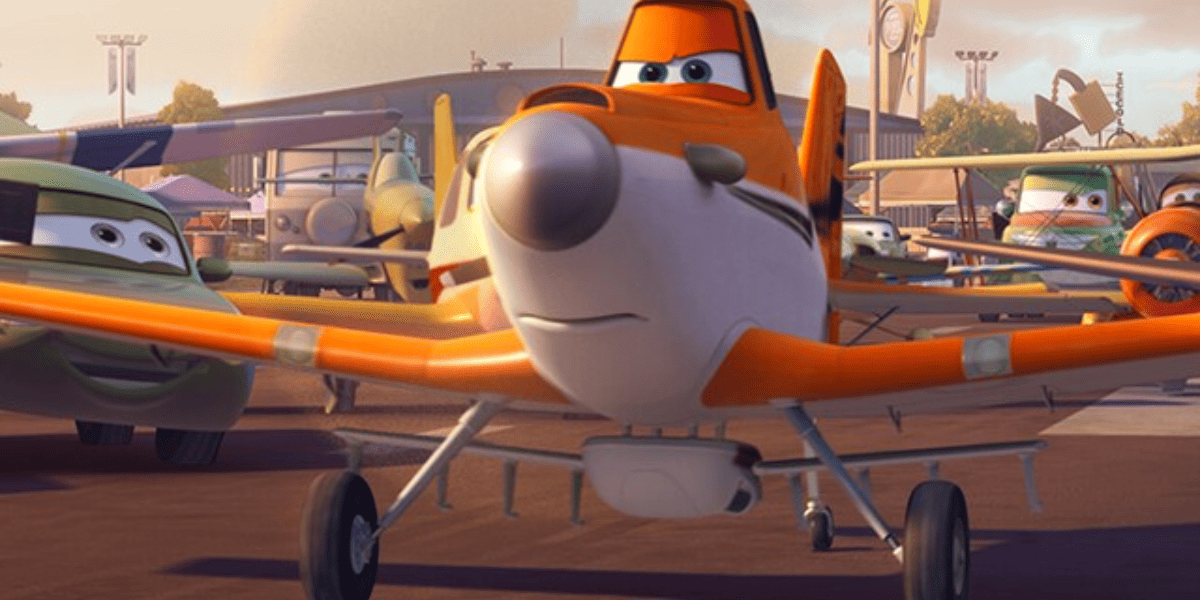 An orange plane with eyes in 'Planes.' (2013).