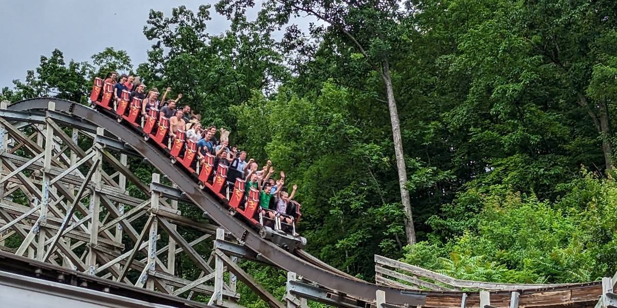 Guests ride Lightning Rod at Dollywood