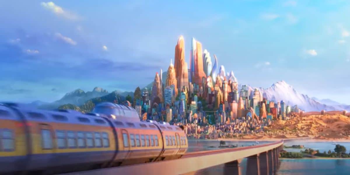 The train heading into Zootopia