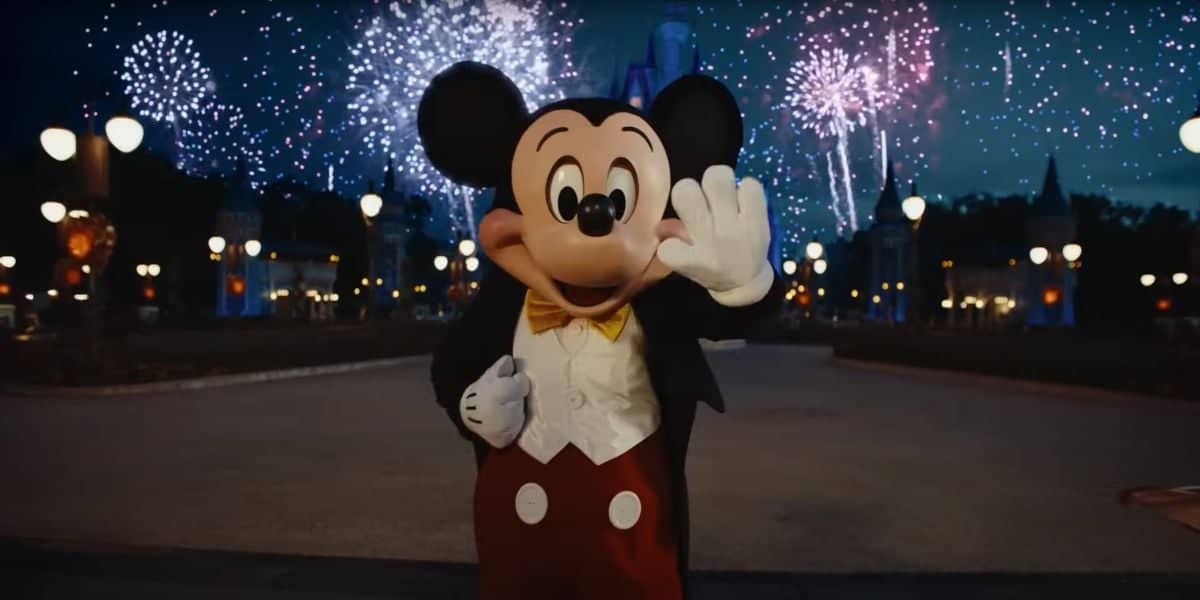 Mickey Mouse stands in front of Cinderella Castle in the new Walt Disney World commercial