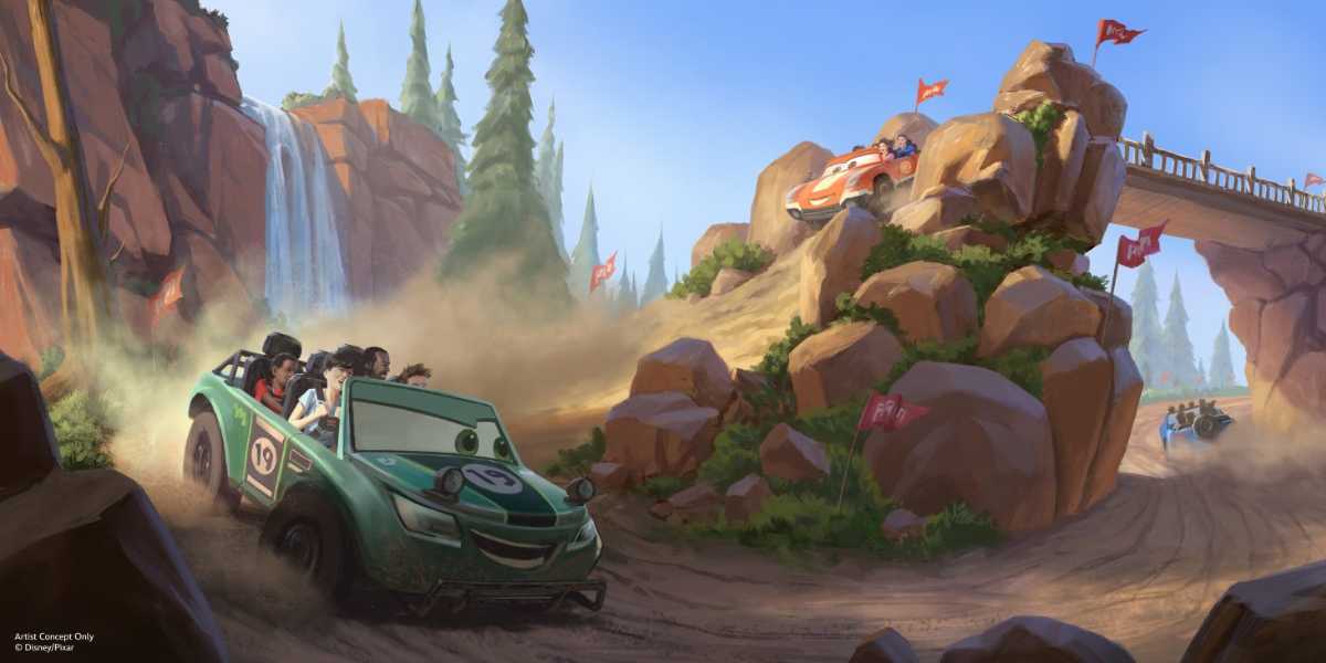 Concept art of the Cars attraction at Disney World