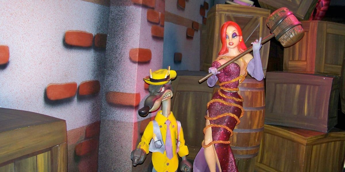 Jessica Rabbit tied up in the old version of Roger Rabbit's Car Toon Spin