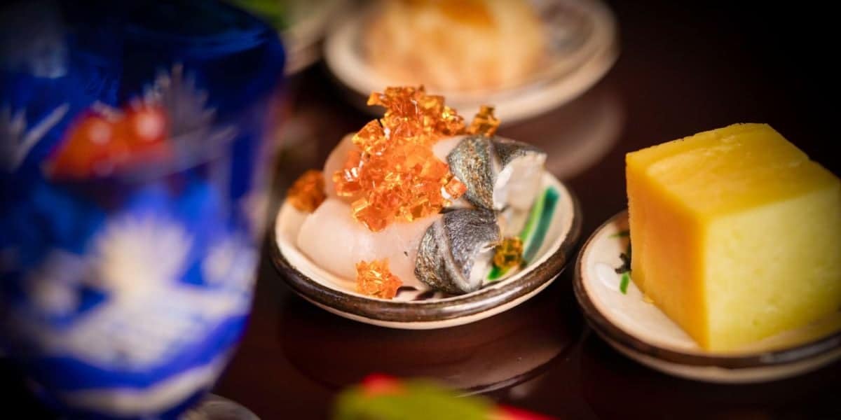 Close-up of Japanese food offered at Takumi-Tei at EPCOT