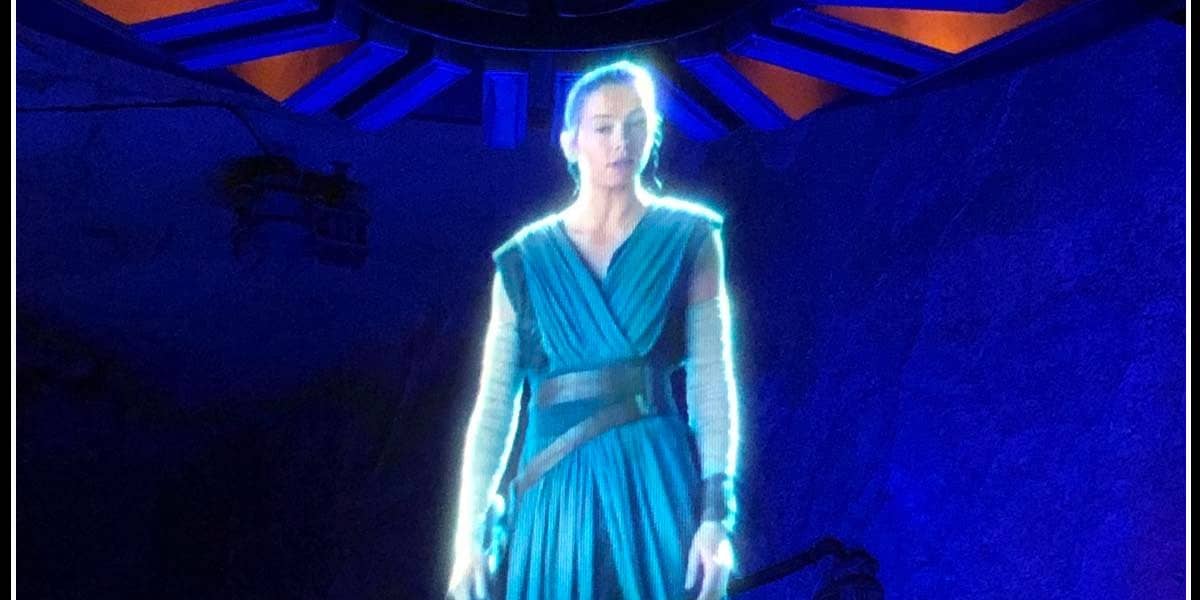 Daisy Ridley's Rey as a Hologram on Rise of the Resistance