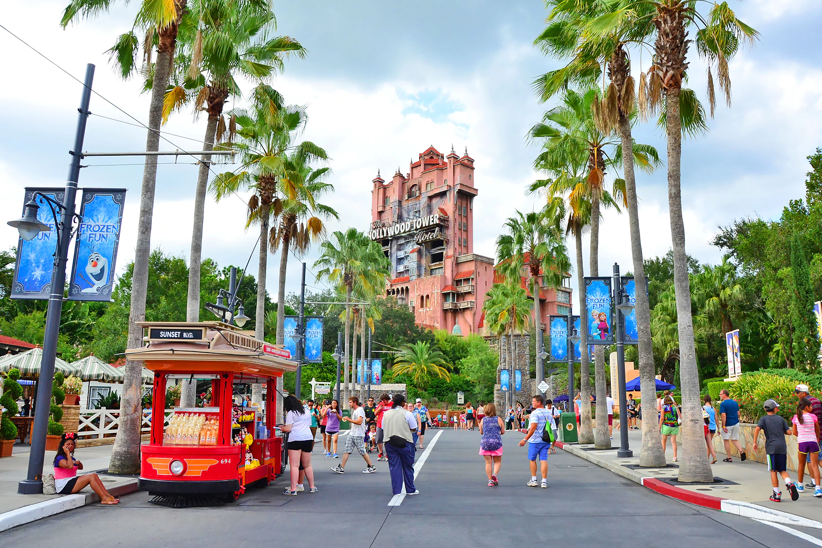 Guests walking around Disney's Hollywood Studios Park at Walt Disney World.