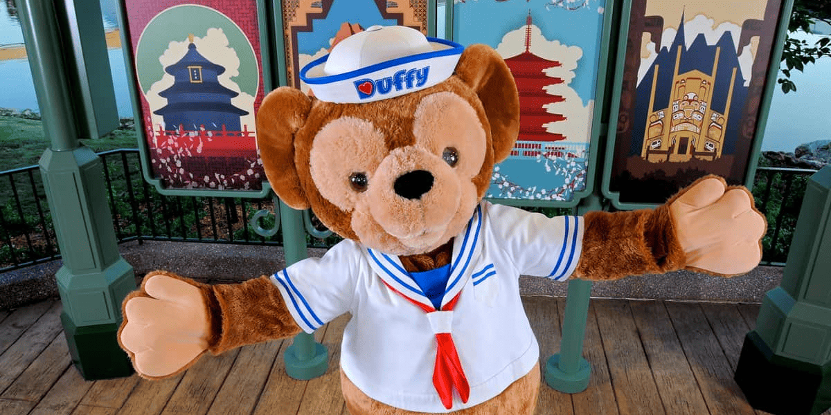 Duffy the Bear posing at an EPCOT Meet and Greet