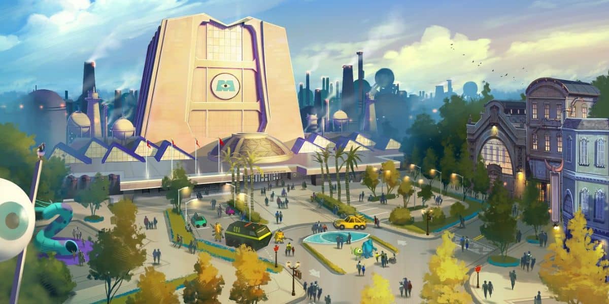 Monsters Inc land artists rendering from D23 coming soon to Disney World.