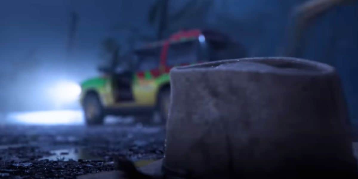 Alan Grant's hat near the T-Rex paddock in the 'Jurassic Park: Survival' trailer