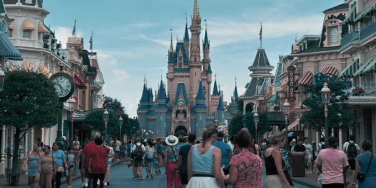 Main Street, U.S.A. at Magic Kingdom Park at Walt Disney World Resort in Florida, edited with a vintage filter.