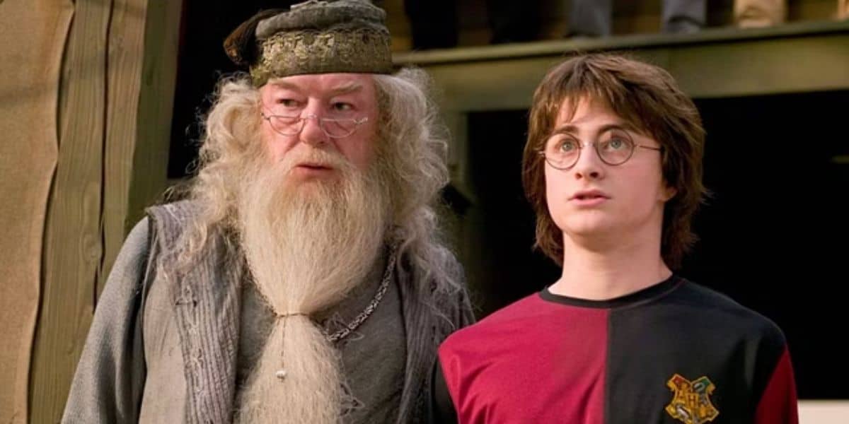 Albus Dumbledore (Michael Gambon) and Harry Potter (Daniel Radcliffe) in 'Goblet of Fire'
