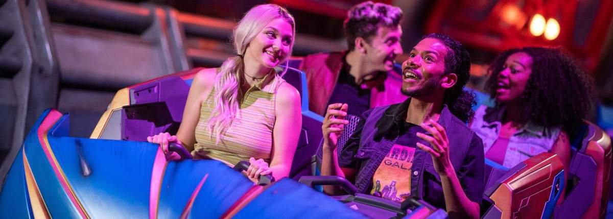 Guests riding Guardians of the Galaxy: Cosmic Rewind at EPCOT Walt Disney World