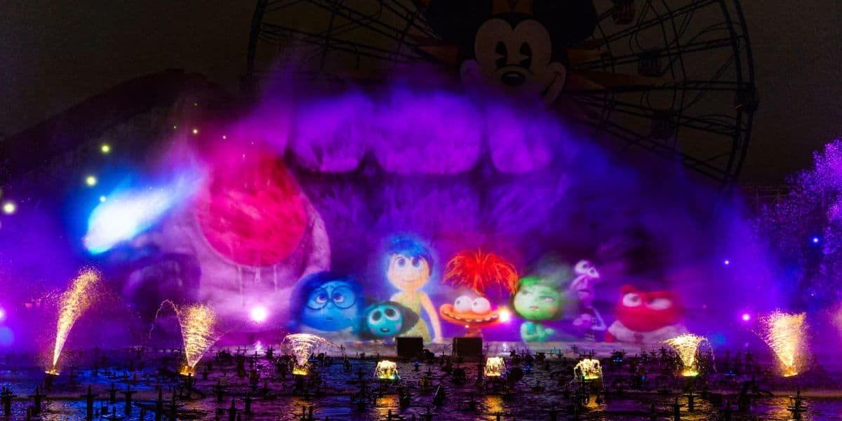 'Inside Out 2' characters projected on water during World of Color.