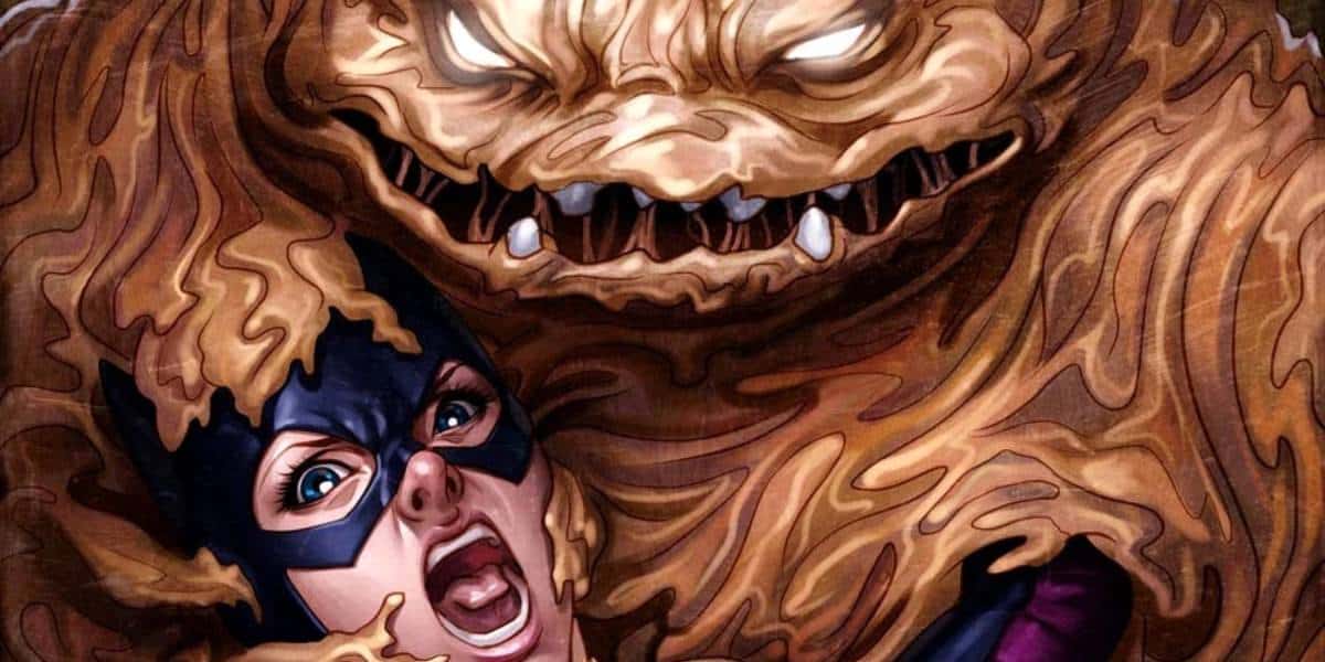A terrified Batgirl is attacked by Clayface