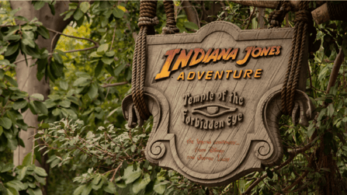 Indiana Jones Adventure sign Disneyland