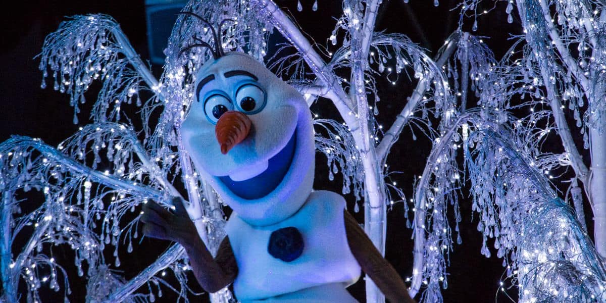 Olaf in the Paint the Night parade at Disneyland Resort, this Disney parade has caused cast members to enforce rules about camping for spots