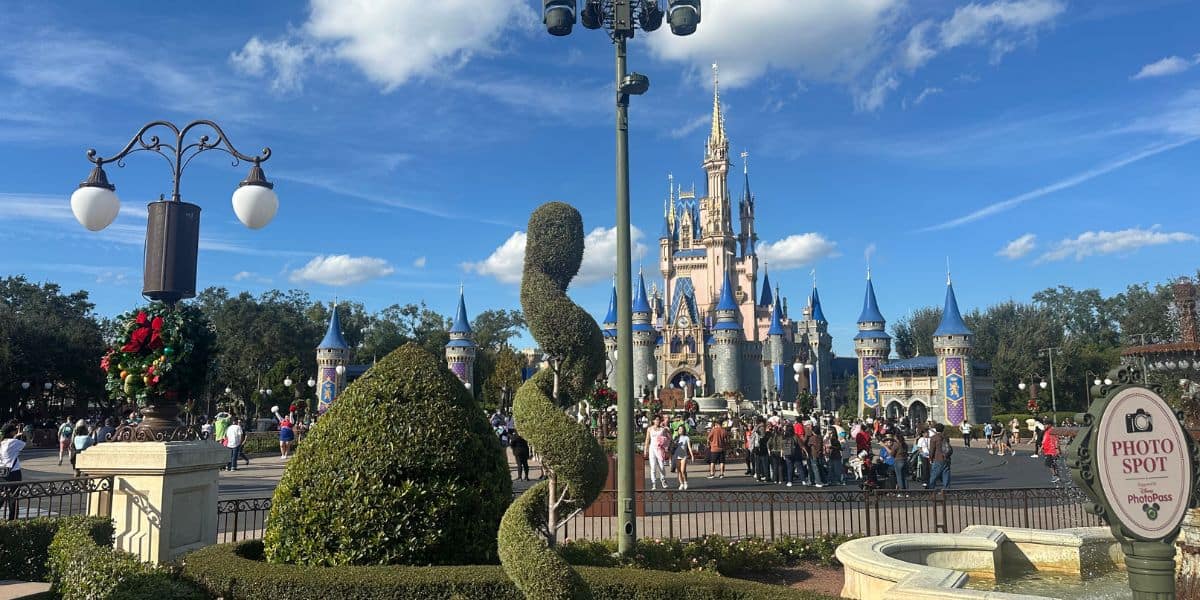 A scenic view of the Cinderella castle at Disney World