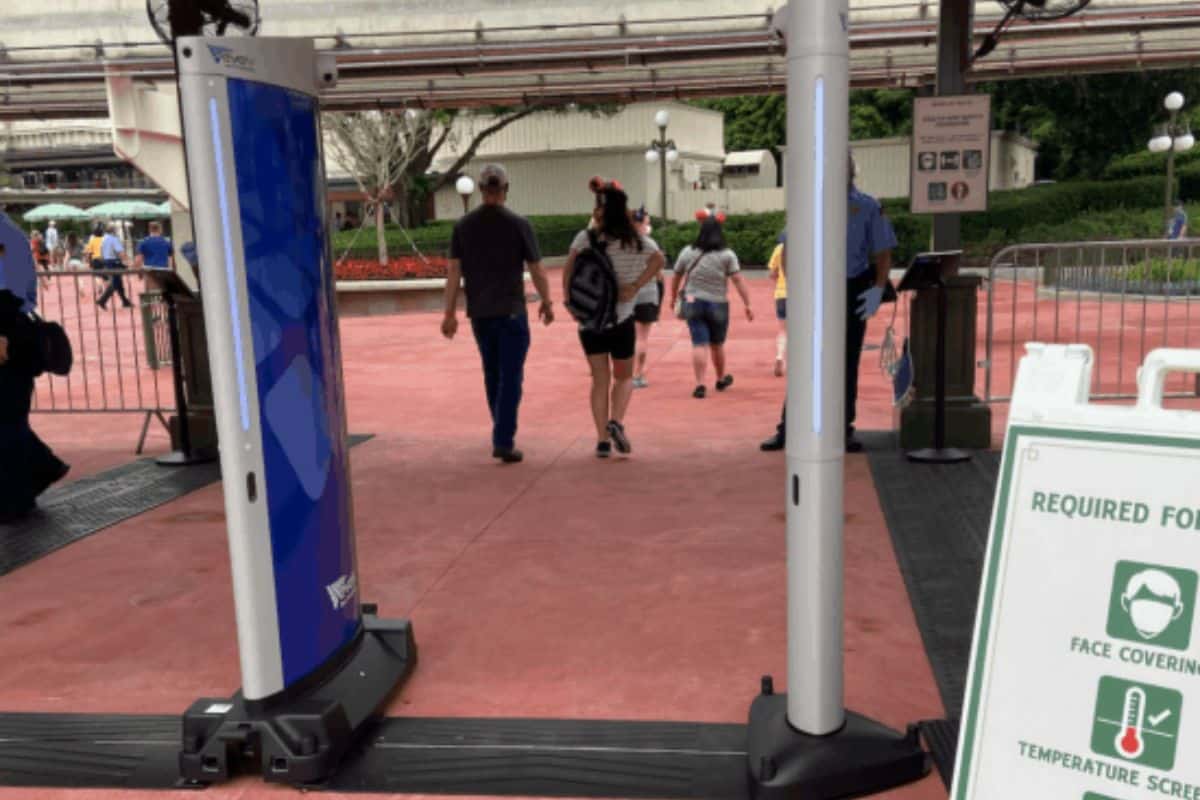 A metal detector at security in Magic Kingdom Park at Walt Disney World Resort.