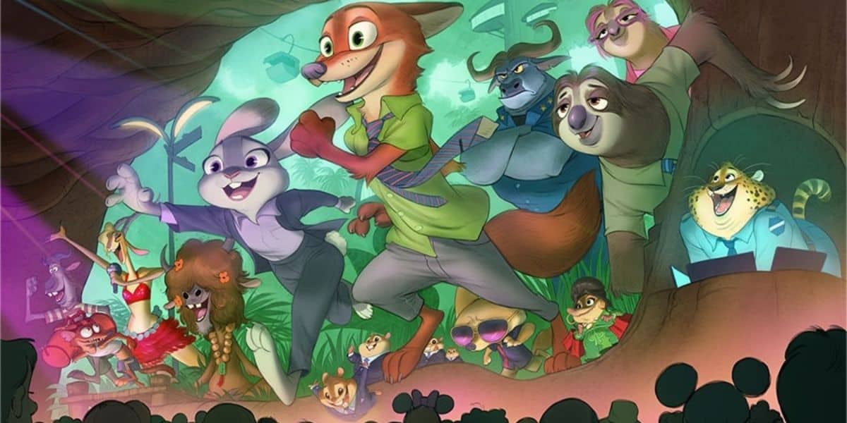 Concept art for “Zootopia Better Zoogether” at Disney's Animal Kingdom Theme Park.