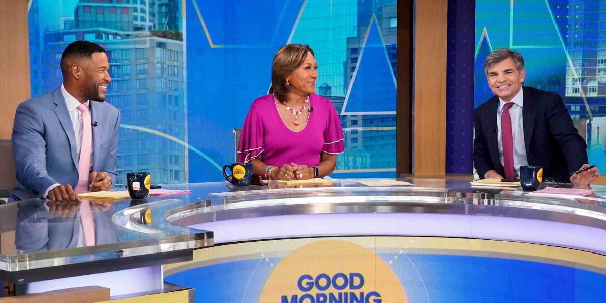 Michael Strahan, Robin Roberts, and George Stephanopoulos on Good Morning America