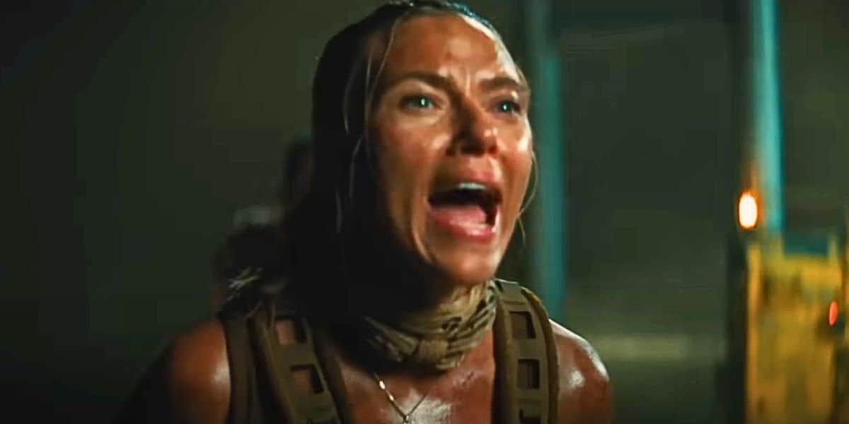 Scarlett Johansson screaming in the 'Jurassic World Rebirth' trailer