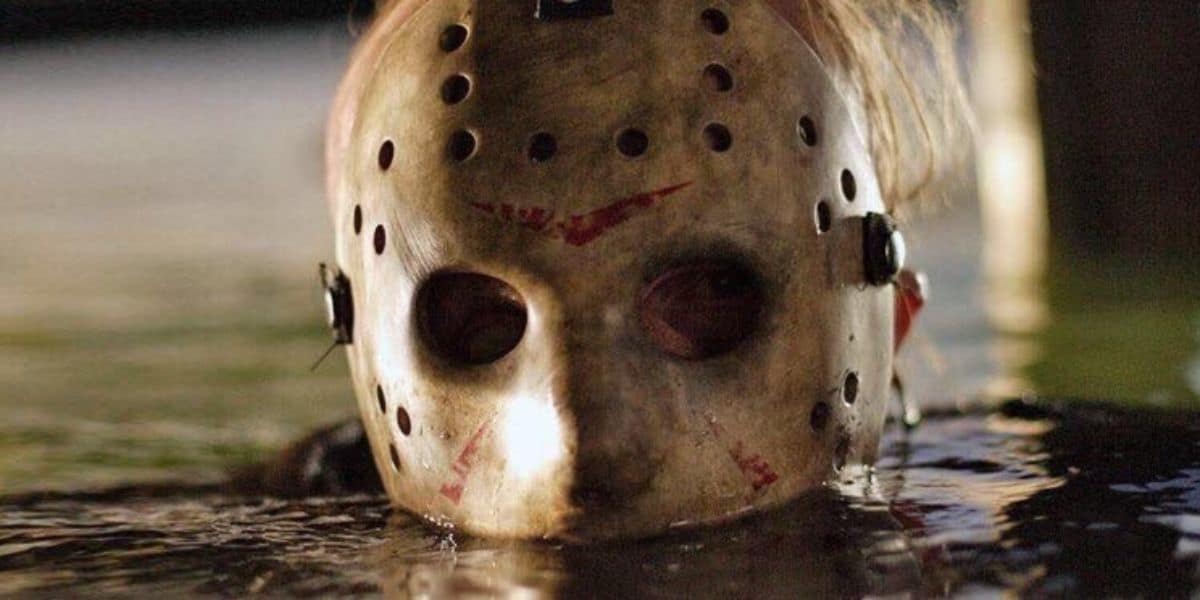 Jason Voorhees in the water in 'Friday the 13th' (2009), a Halloween Horror Nights house in 2025.