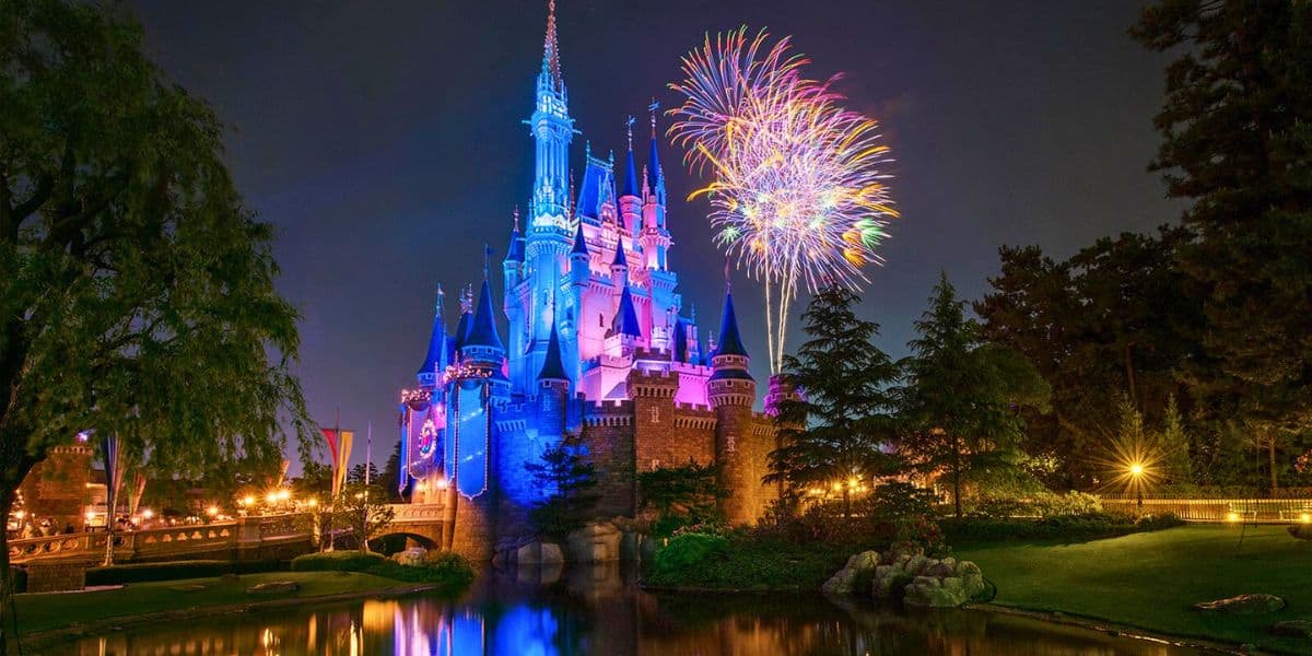 Fireworks over Cinderella Castle at Tokyo Disney Resort