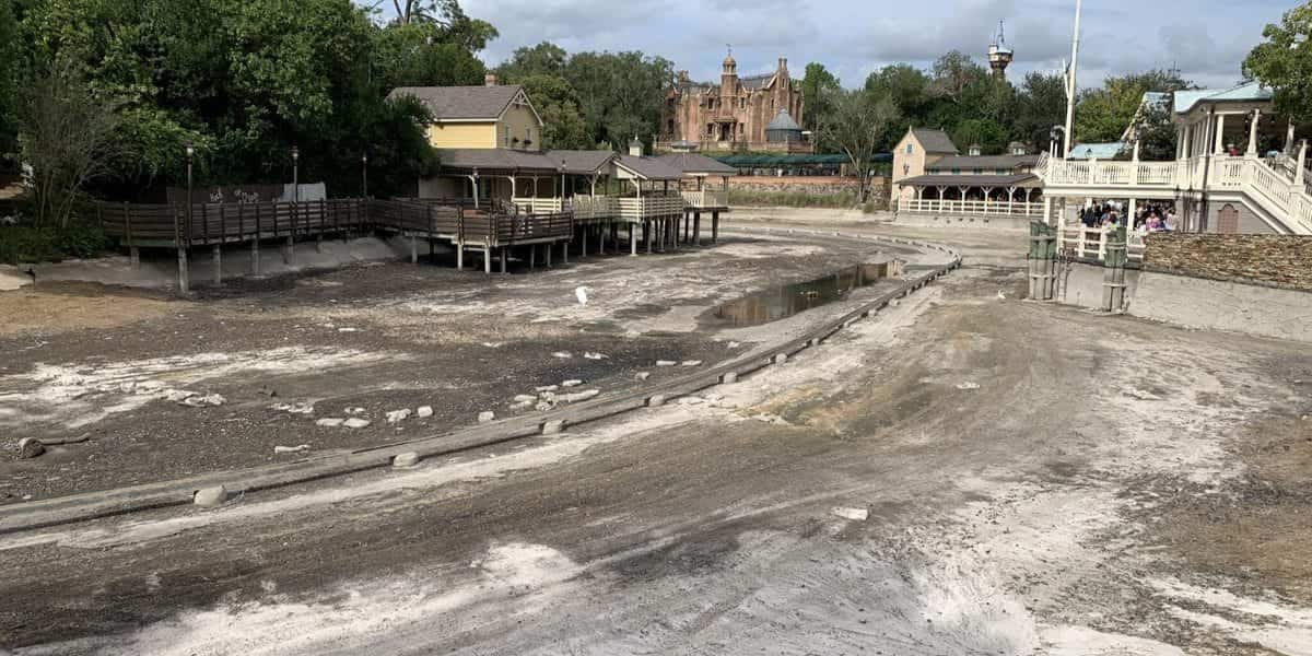 The Rivers of America at Magic Kingdom when it was drained.