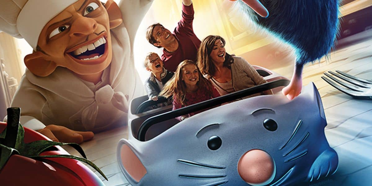 A family enjoys the Ratatouille ride