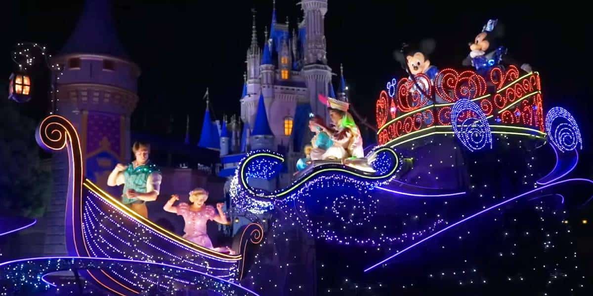 Scene from the Disney Starlight Parade located inside of the Magic Kingdom at this Disney Resort in Orlando.