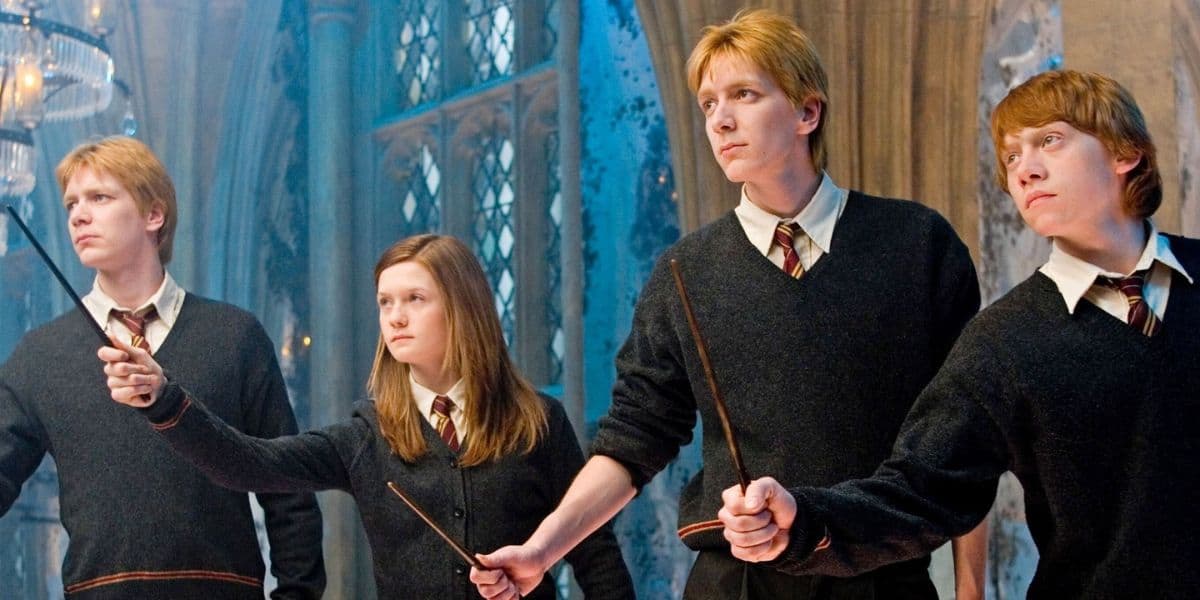 Fred, George, Ginny, and Ron Weasley in Dumbledore's Army