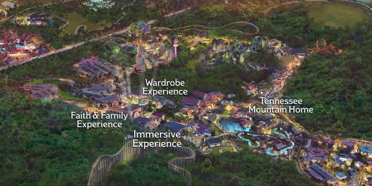 Concept map of Dollywood upcoming attraction, Dolly Parton Experience