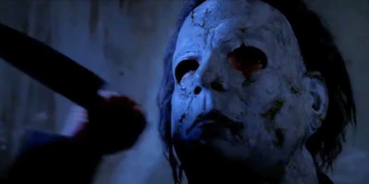 Michael Myers (Tyler Mane) about to kill Bob in Rob Zombie's 'Halloween'