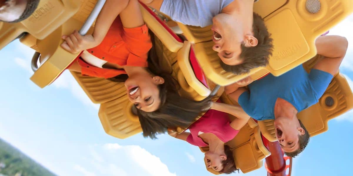Guests upside down while riding Hollywood Rip Ride Rockit at Universal Orlando Resort.